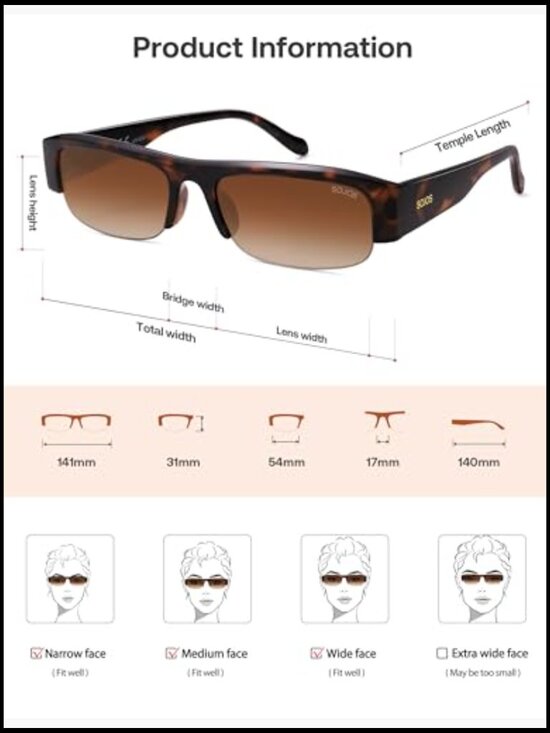 Retro Rectangle Sunglasses Lightweight Plastic UV400 Protection